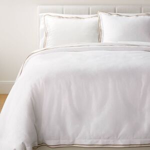Full/Queen Double Flange Merrow Stitch Duvet Set White/Camel Studio McGee